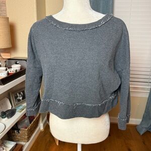 Derek Lam 10 Crosby Gray Cropped Frayed Sweatshirt Sz 2